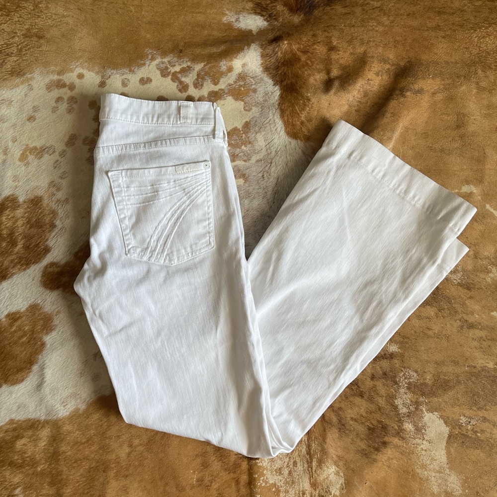 7 For All Mankind White Dojo Flare Jeans